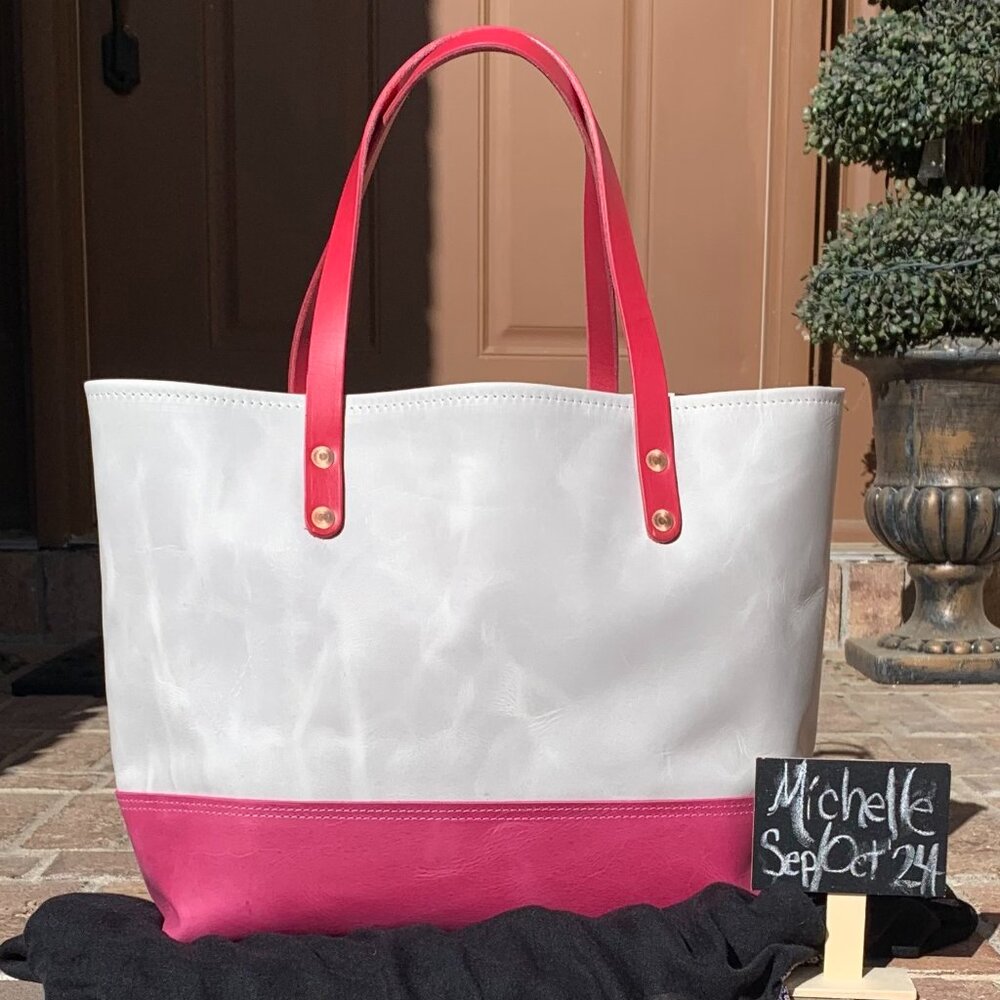 KMM & Co Pearl & Pink East West Panel Tote